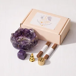 1PC Natural Crystal Gemstone Resin Lotus Flower Lotus Bowl Home Decoration Crafts Ornaments