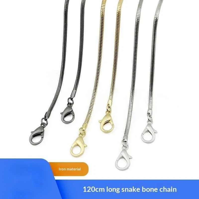 Iron 120cm Snake Chain Sturdy Lobster Clasps 3 Color Options For DIY Jewelry Projects