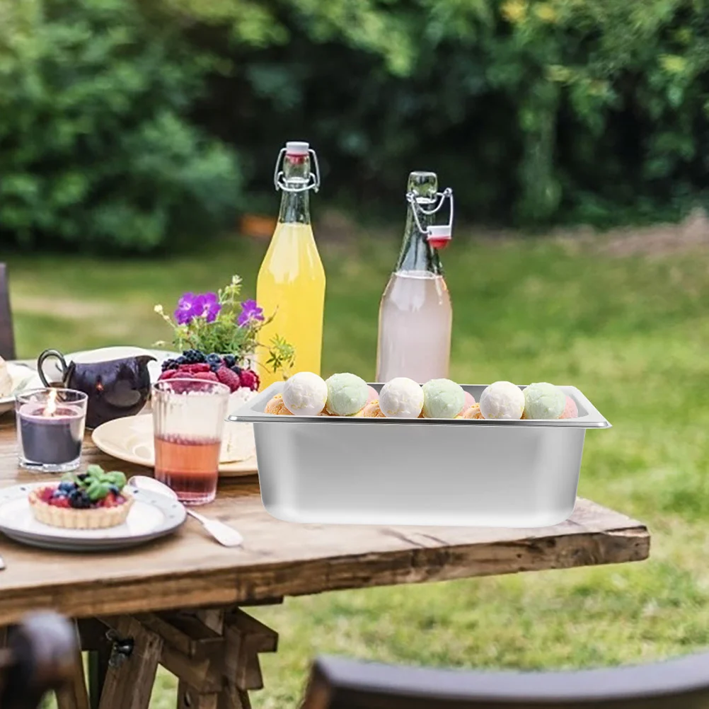 

Stainless Steel Buffet Pan Large Capacity Food Plate Catering Server Tray Break Resistant Longtime Use Party