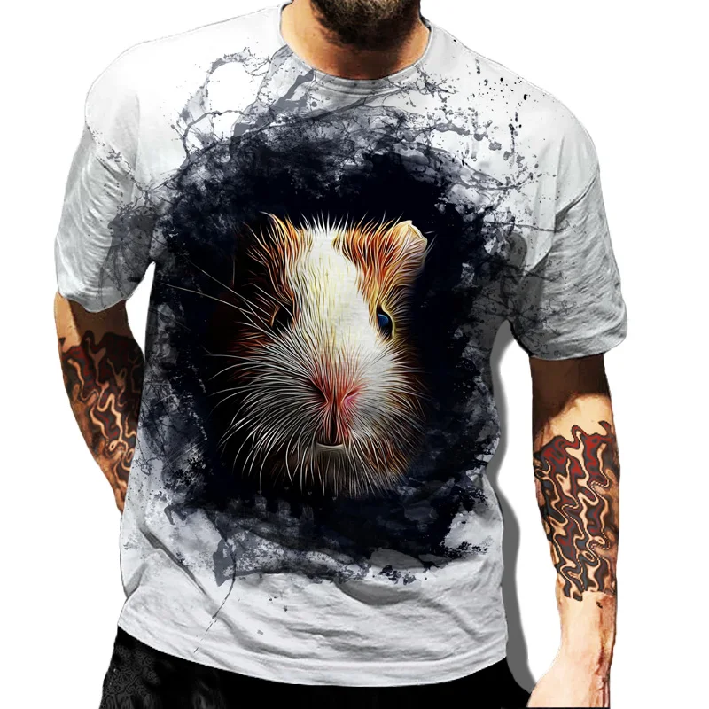 Leão animal masculino camiseta 3D gráfica, casual com decote em O, manga curta, camiseta masculina extragrande, streetwear da moda, camiseta verão,