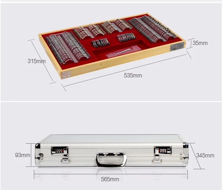 SHTOPVIEW 266JS B Optometrie-Box-Set mit 266 optischen Testlinsen, 1 Jahr Garantie, Instrument für Optik