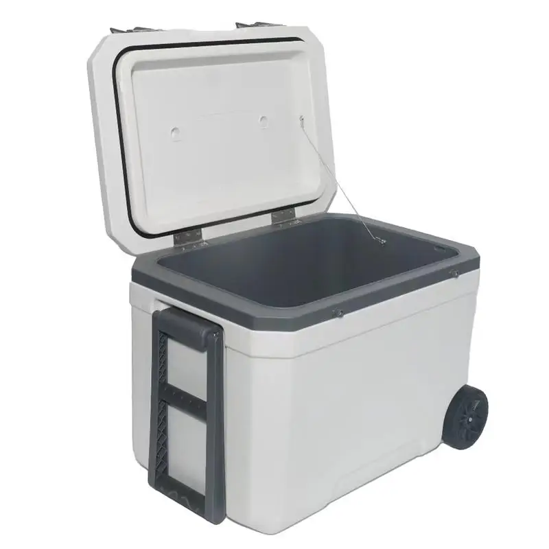 Portable Rolling Cooler 45L Travel Rolling Hard Cooler Heavy Duty Insulated Ice Chest With Wheels For Sports Beach Tailgating