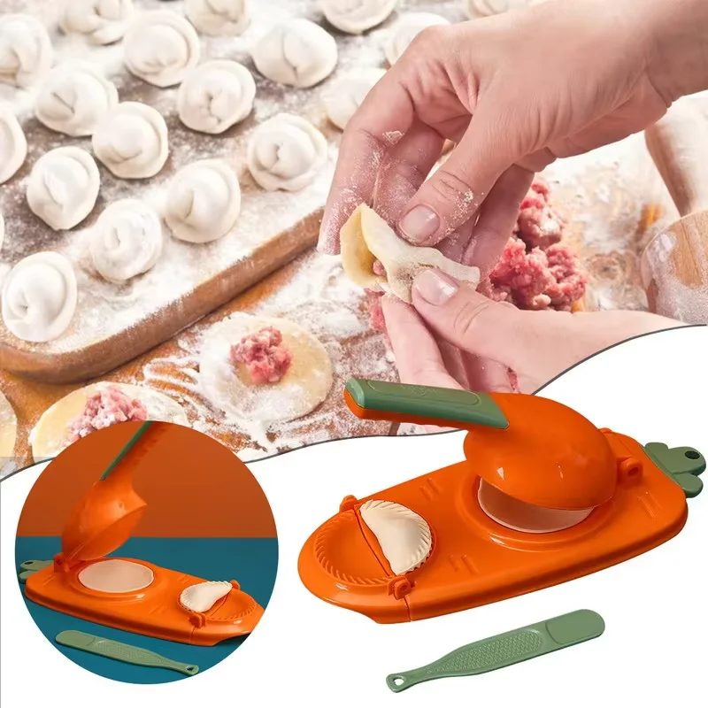 2-in-1 Efficient Dumpling Maker Manual Dough Presser Dumpling Wrapper Mold Dough LazyPressing Tool Kitchen Pastry Jiaozi Baking