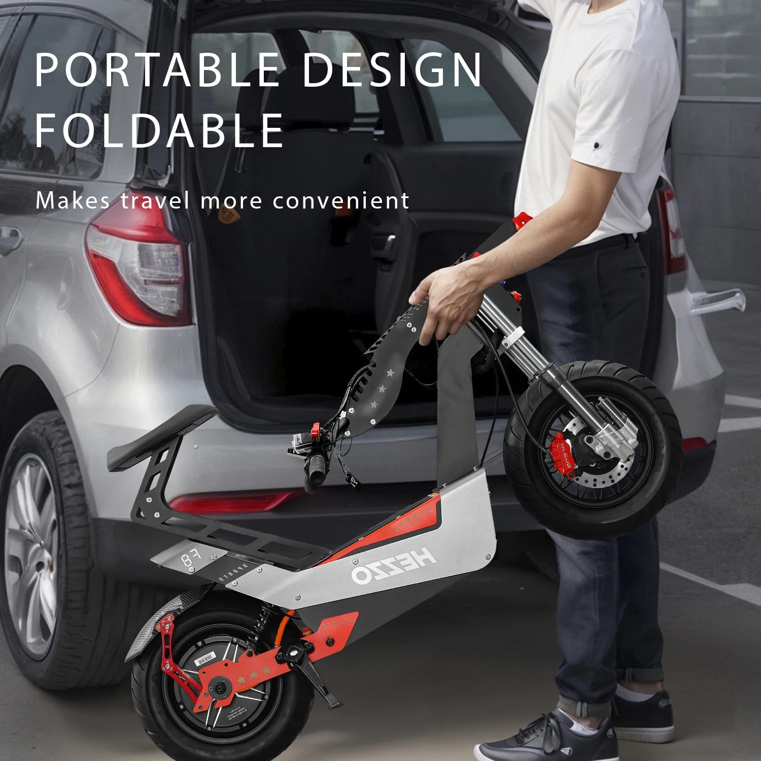 8000W rear wheel drive electric scooter with 16 inch off-road tires and 50Ah rear wheel drive for 93 miles, foldable adult elect