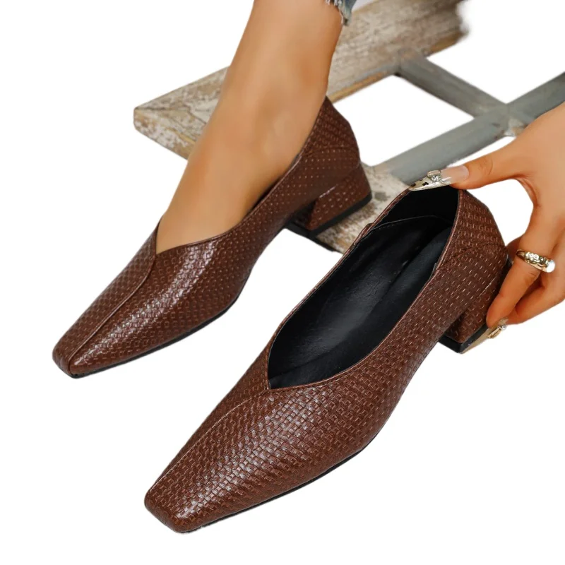 

Women Low Heel Pumps Comfortable Slip on Dress Shoes Women Summer Spring Casual Shoes Daily Big Size High Heels Zapatos De Mujer