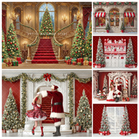 Christmas Holiday Gala At Evergreen Hall Backdrops Kids Family Photography Props North Pole Parlor Door Photocall Backgrounds