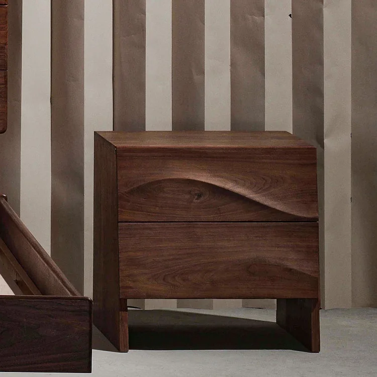 طاولة تخزين فاخرة من الخشب الشمالي بجانب السرير ودرج غرفة النوم وطاولة بجانب السرير