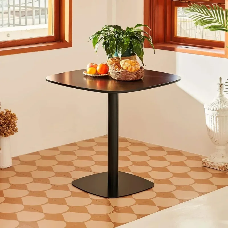 

Square 32 Inch Tulip Dining Table with MDF Top and Steel Base, Small Pedestal Table for Kitchen, Dining Room, Living Room