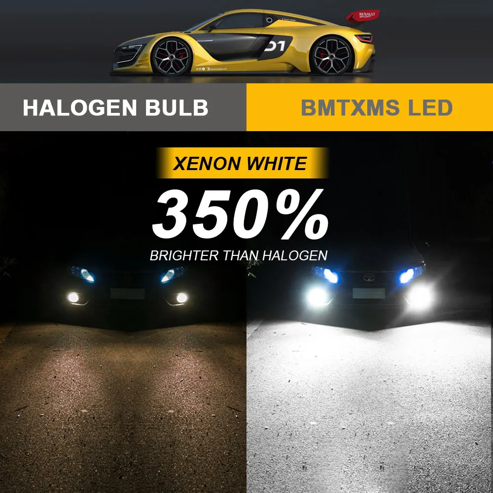 BMTxms 2PCS Canbus H11 H8 LED Fog Light Bulbs H10 9145 H16JP H27 880 881 H27W LED H4 H9 9006 HB4 Car Driving Lamp White Yellow