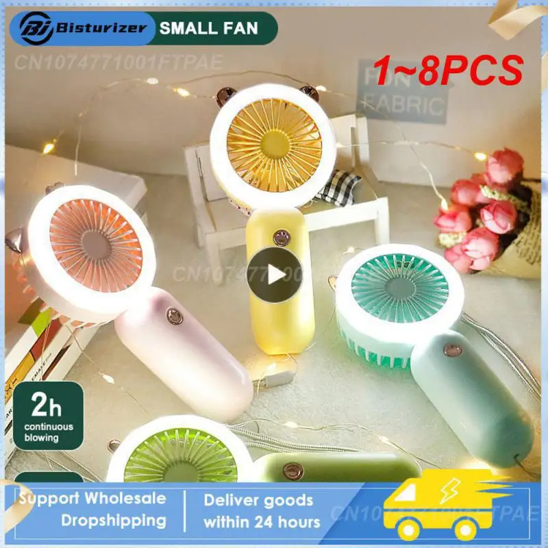 

1~8PCS Handheld Fan Portable Usb Charge Refrigerator With Night Light Desktop Fan Refreshing Appliances Lazy Fan 2-speed