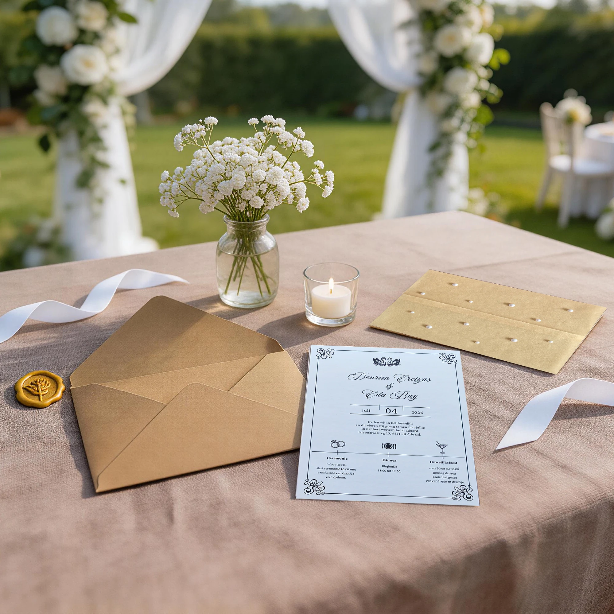 

Elegant Custom Wedding Invitation Kit with Vellum Jacket, Envelope and Wax Seal for Engagement and Wedding Celebrations