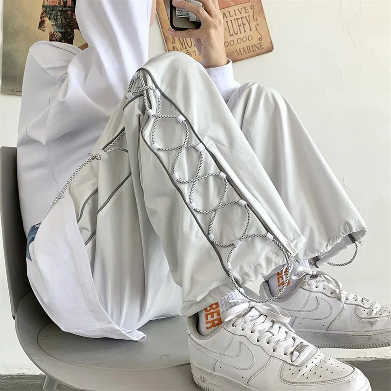 Hip Hop Side Duct Y2k Baggy Pants Women High Streetwear Vintage Jazz Trousers High-Waist Drawstring Bunched Leg StreetPants