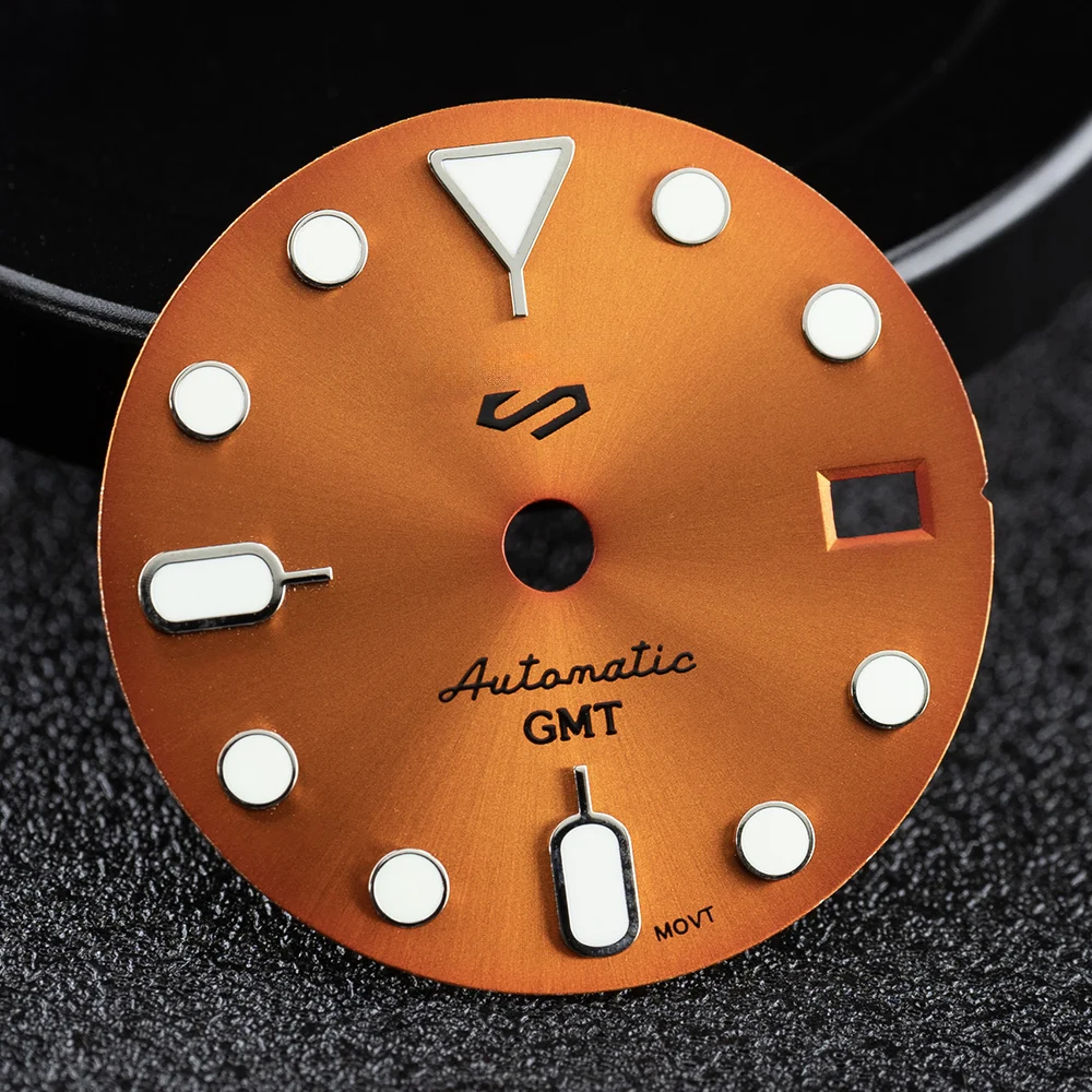 NH34 الطلب 28.5 مللي متر S الطلب GMT مضيئة 4 ساعة الأيدي لحركة NH35/36 تعديل بطلب استبدال أجزاء الساعة