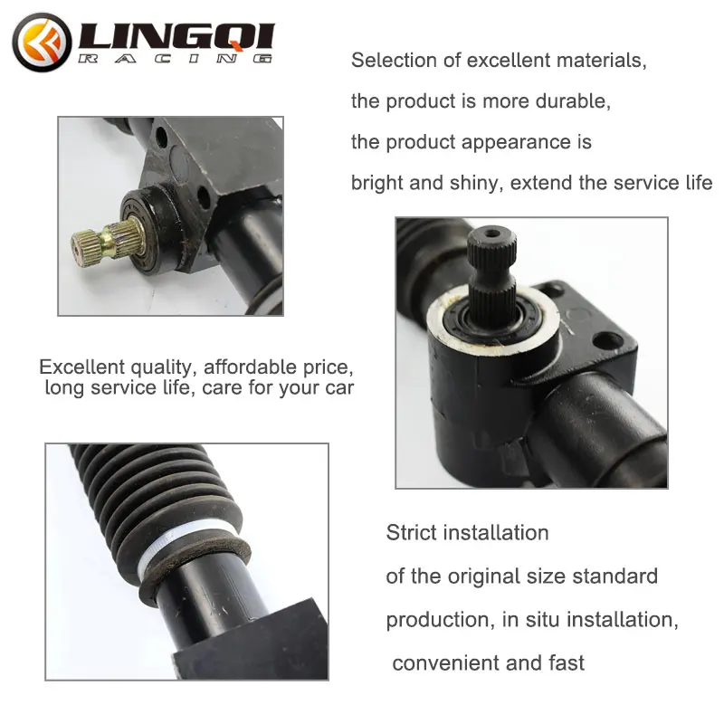 LINGQI Aftermarket UTV Parts Steering Gear Box Rack & Pinion With Boots For Go Kart ATV Quad Motorcycle Left Right Kit Part