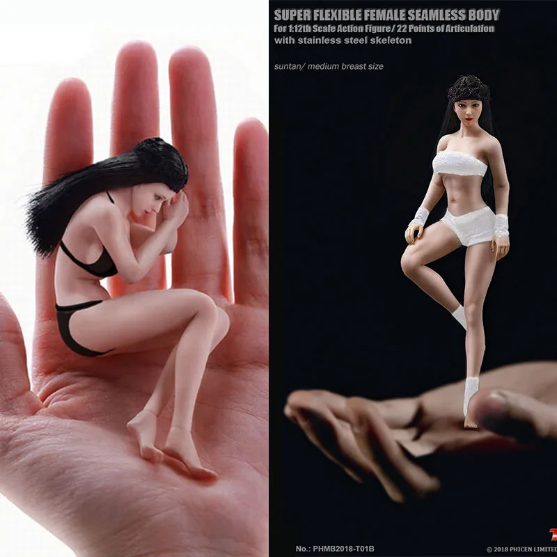 

TBLeague PHMB2018-T01 1/12 Супер гибкое бесшовное тело, полный набор, фигурка солдата с загаром/бледной кожей, мини-куклы 14,8 см