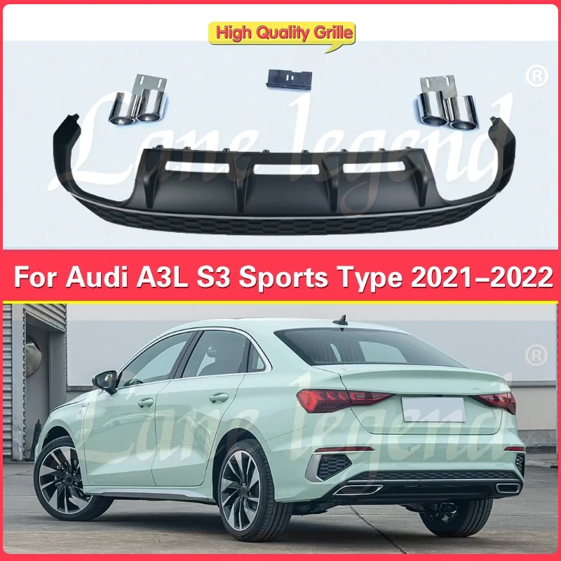 Matte black Body kit Rear Bumper Lip Spoiler Diffuser Guard High-end Upgrade Splitter For Audi A3 A3L 2021 2022 S3 Style Dedicat