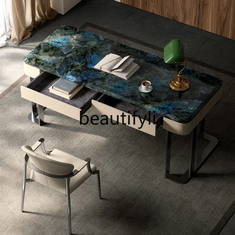 

Desk Home Light Luxury Modern High-end Designer Natural Marble Computer Office DeskQ