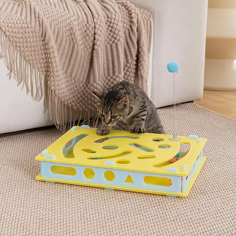 

Cat Puzzle Toy Stimulating Cat Toys Kitten Puzzle Pet Supplies Maze Games Box With Bell Balls Kitten Accessories Hole Digging To