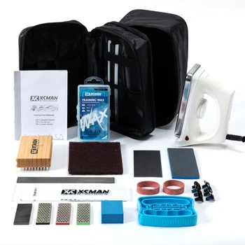 XCMAN Kit combinato ceretta per accordatura completa per sci e snowboard con ceretta, cera da sci, accordatore per bordi laterali, riparazione base Ptex, pietra gommosa, Diamo