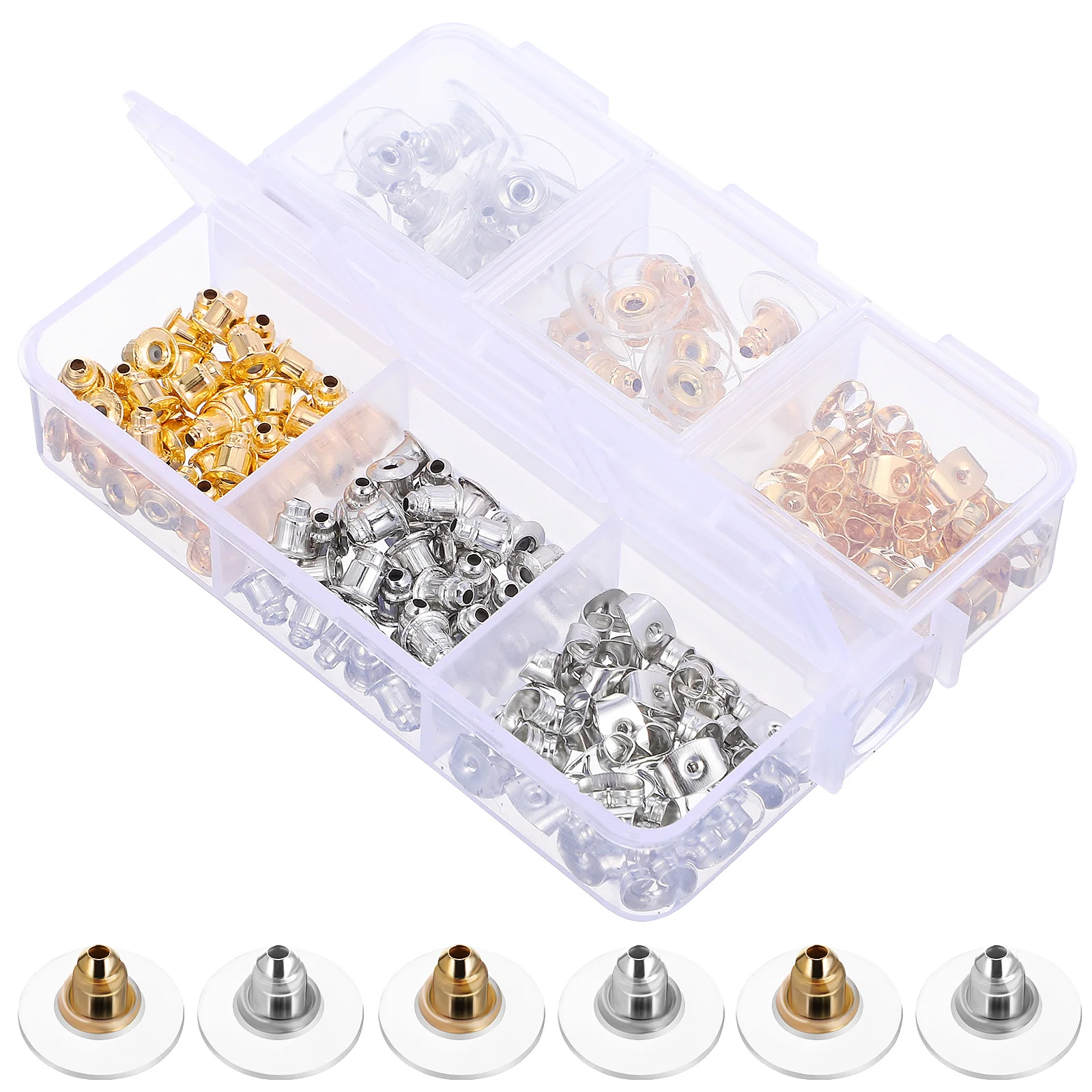 170 Pcs Earrings to Prevent Plugs from Falling Out Locking Backs Replacements Metal Rubber