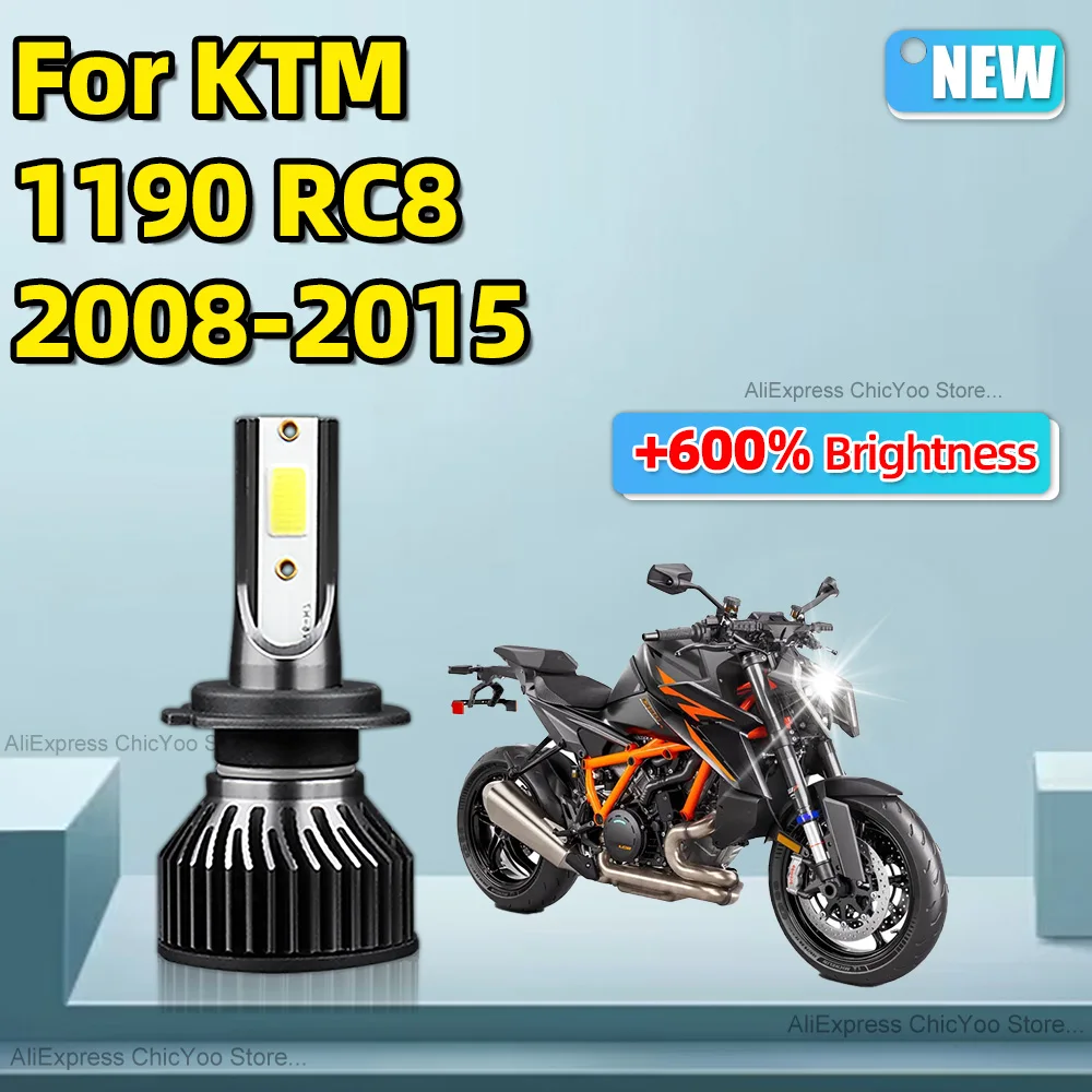 For KTM 1190 RC8 2008 2009 2010 2011 2012 2013 2014 2015 15000LM LED H7 Motorbike Headlight COB Motorcycle Headlamp with Fan