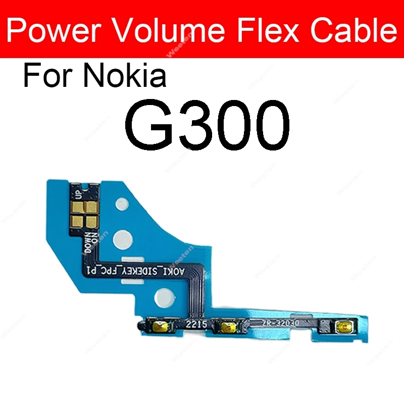 On Off Power Volume Side Button Flex Cable For Nokia G10 G20 GT0 G60 G11 Plus G21 G22 G42 G300 G400 Power Volume Key Flex Ribbon