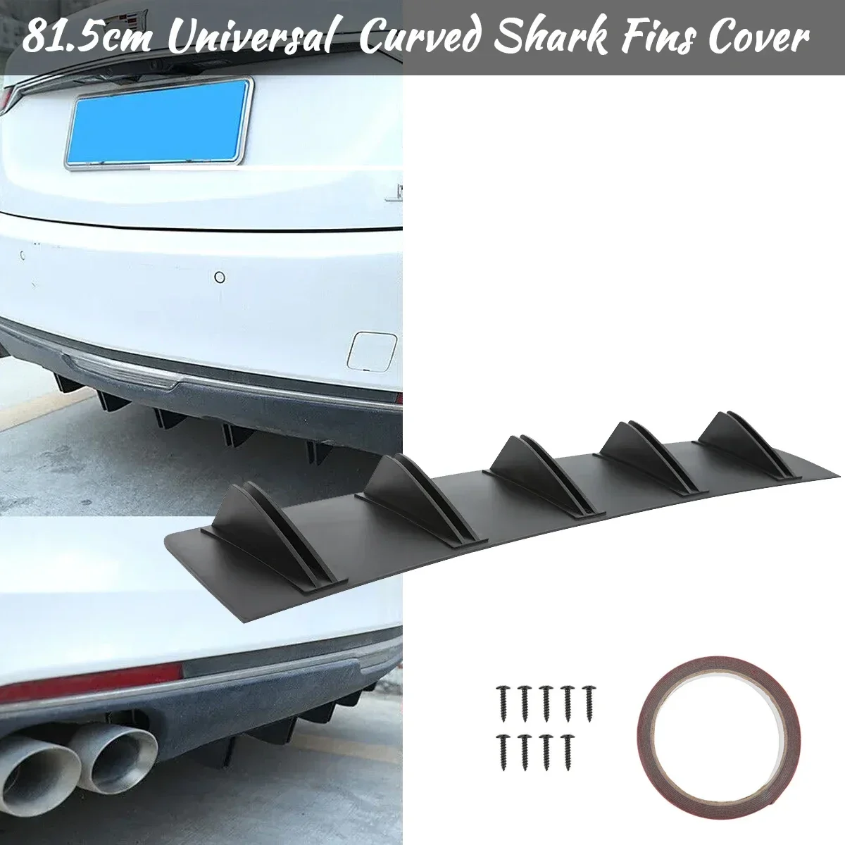 81.5cm Universal Rear Bumper Diffuser Shark Fin Curved Splitter Canard Cover For Cadillac CTS CTS-V ATS CT4 CT5 Car Accessories