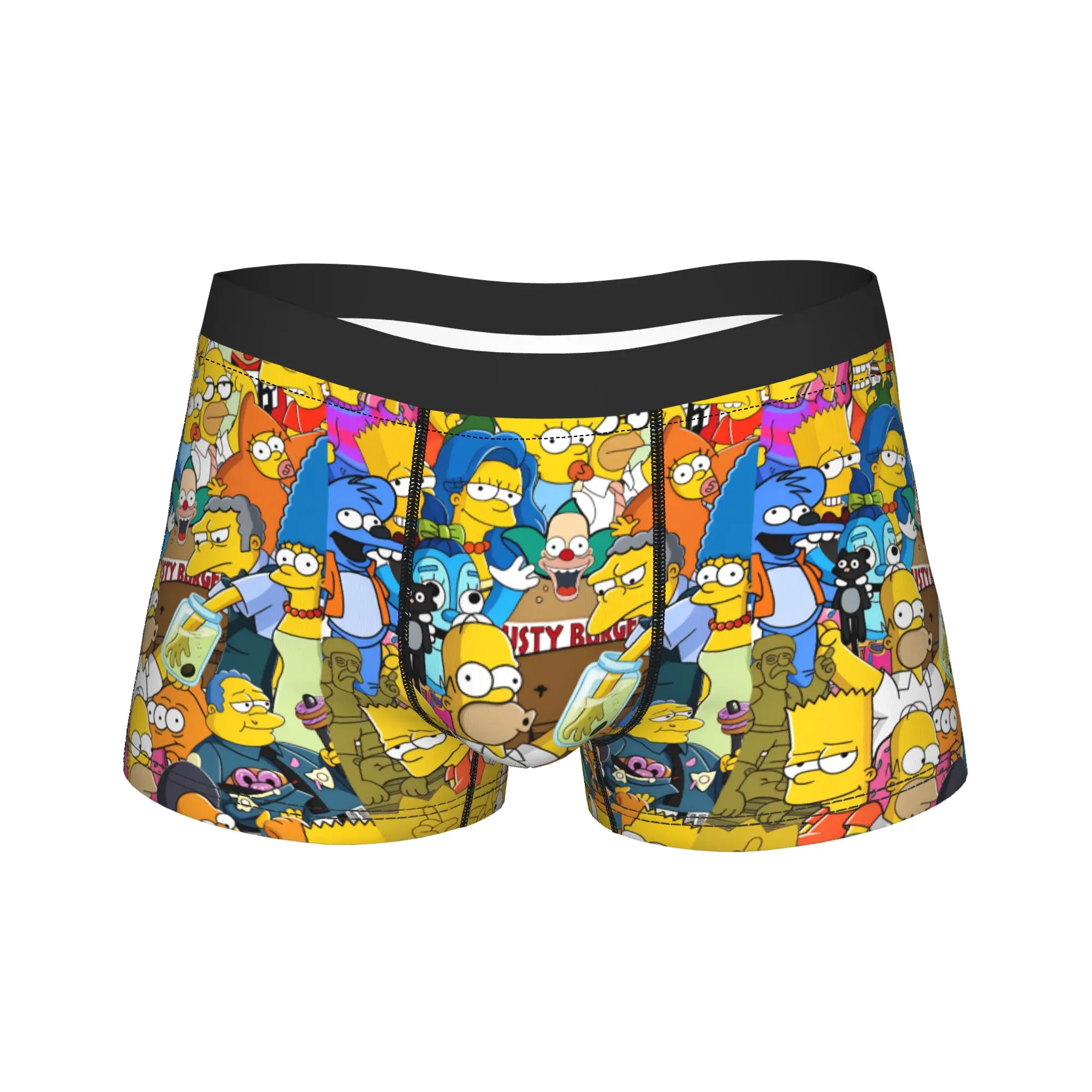 Funny S-Simpsons Characters Chaos Collage Underwear  Men Panties Print Classic Trunk Hot Sale Shorts Briefs Large Size