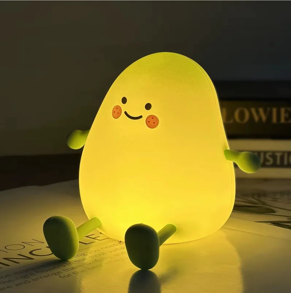 Mango Silicone Night Light With Timing Function, Type-C Rechargeable，Soft Light Eye Protection，Super Cute Holiday Birthday Gift