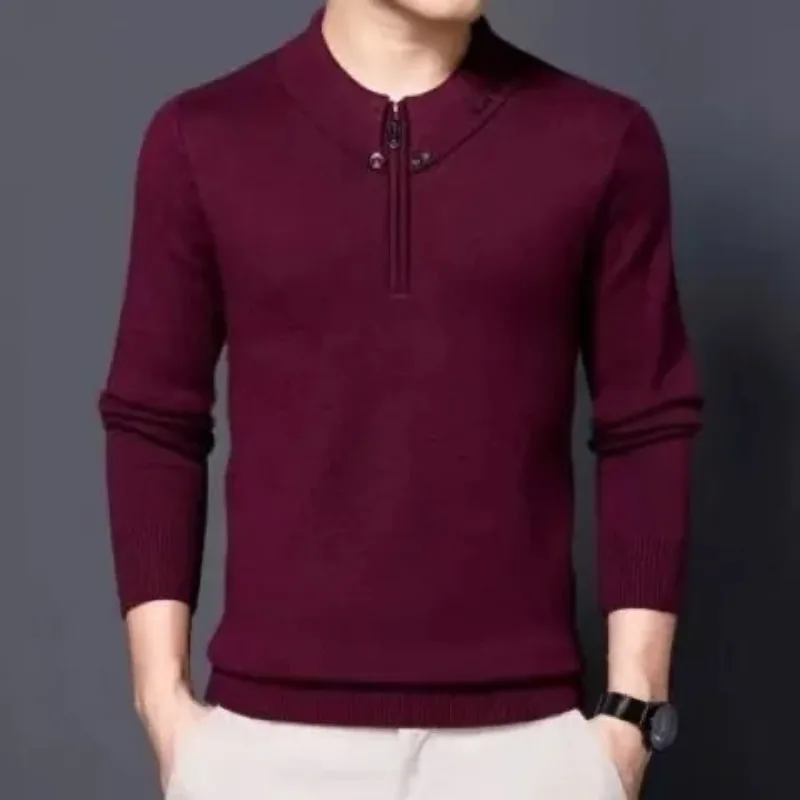 

Утолщенная зимняя молния, теплый мужской свитер для пожилых людей среднего возраста, кардиган, вязаная основа