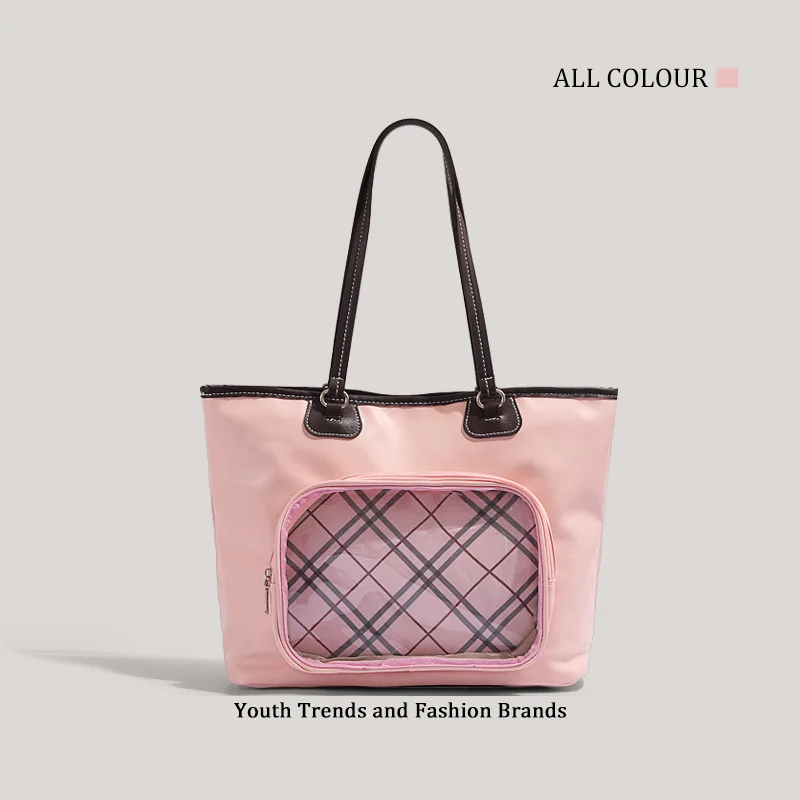 

New Women's JK Uniforms Tote Bag with Niche Plaid Transparent Exquisite Ita Bag Sweet College Style Ulzzang Shoulder Bag