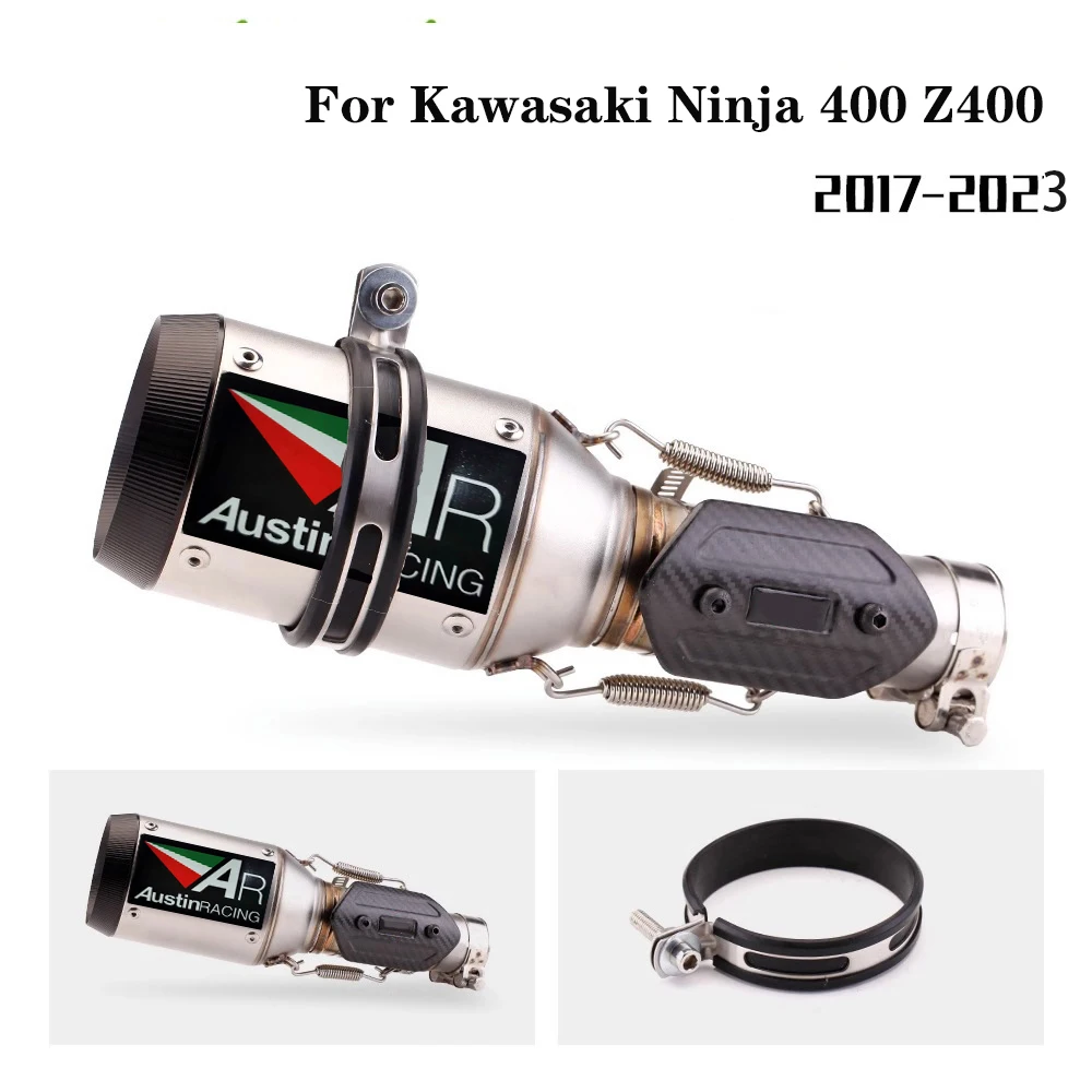 عادم الدراجة النارية لـ Kawasaki NINJA400 Z400 2017 2020-2023 DB Killer ضبط AR مجموعة درع الحرارة ملحقات ترقية الأداء