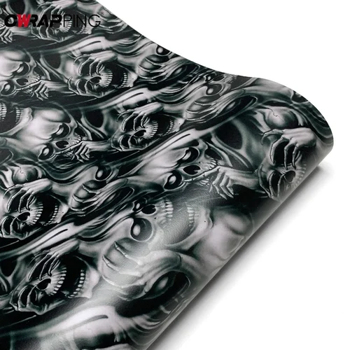 Pegatinas para coche, envoltura de vinilo con estampado de dibujos animados de calavera, película para carrocería de coche, película de modificación de camuflaje autoadhesiva para accesorios de motocicleta y coche