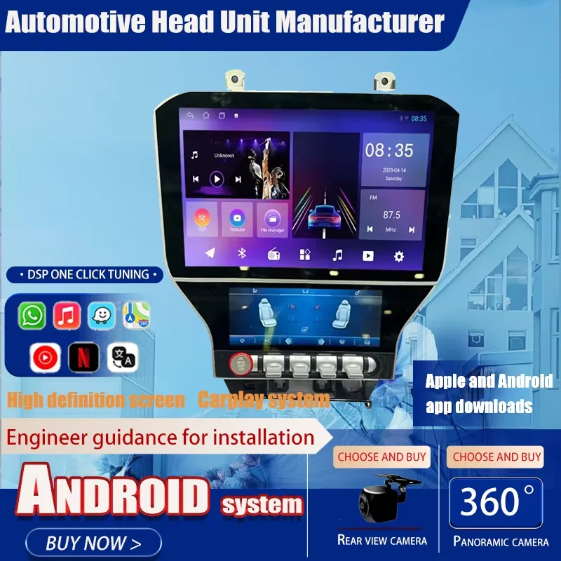 Tela de sistemas inteligentes android 11.5 polegadas, para ford mustang 2015 - 2021, rádio de carro, reprodutor multimídia, estéreo, carplay, 2din, unidade principal