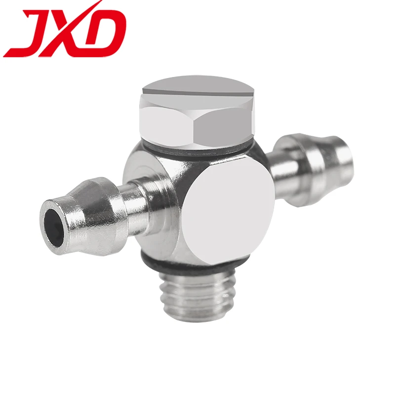 

JXD M-3ATHU-4 M-5ATHU-4 M-5ATHU-6 M5 Thread Straight Tee Air Pipe Joint Metal SMC Pneumatic Parts Connector Fittings