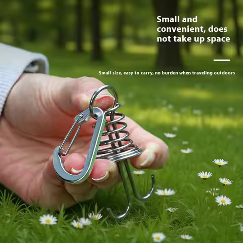 5pcs Outdoor Camping Octopus Rope Buckle Camping Deck Nail Stainless Steel Fixed Tent Rope Buckle Wooden Hook Spring Wind Rope