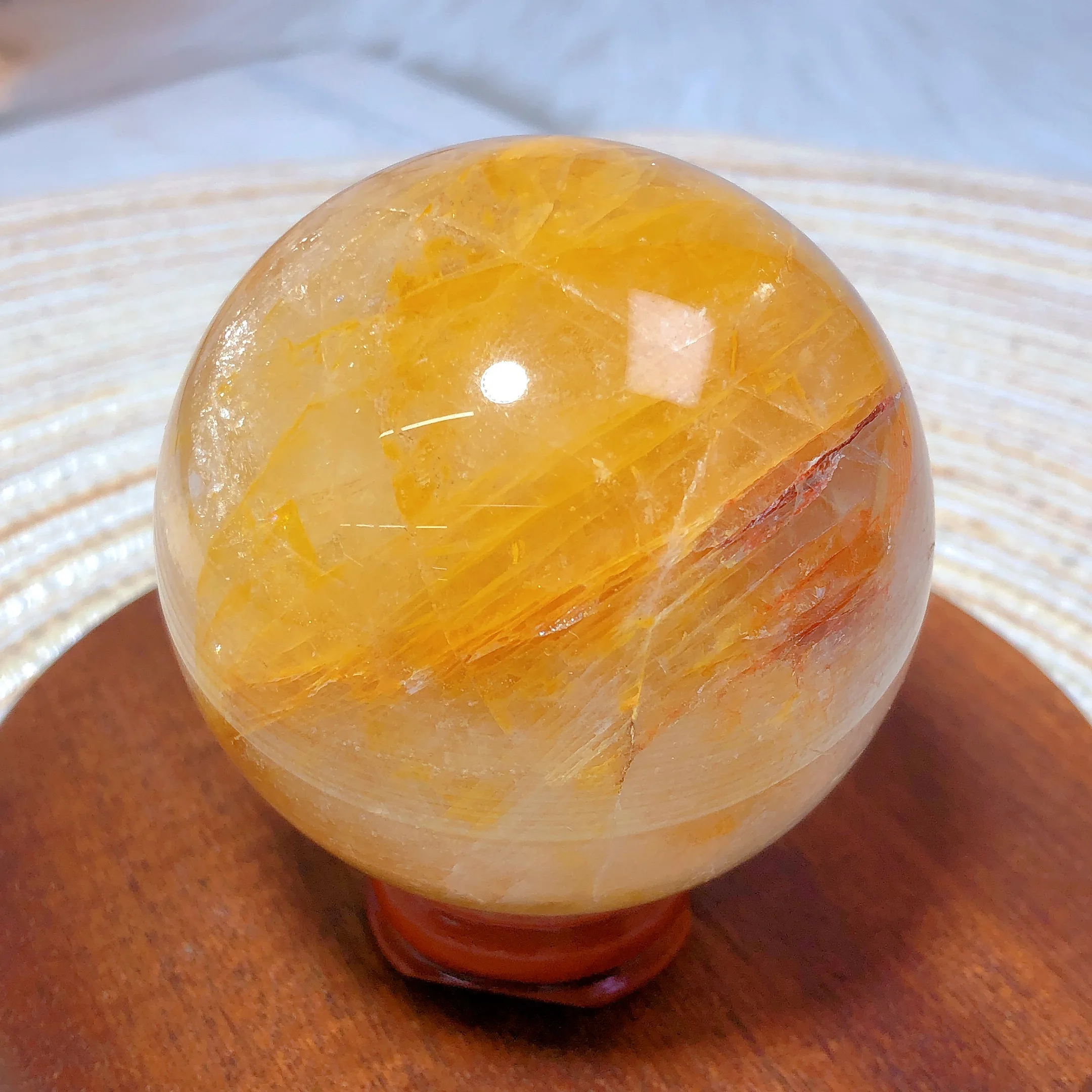 Natura Crystals Golden Healer Rainbow Flash Sphere Polished Gemstone High Quality Home Decoration Energy Healing Gift Ball