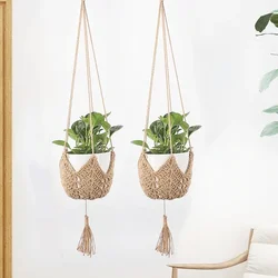 Macrame Flower Pot Hanging Basket Creative Handwoven Potted Pocket Plant Hanger Hook Home Wall Hanging Balcony Decoration