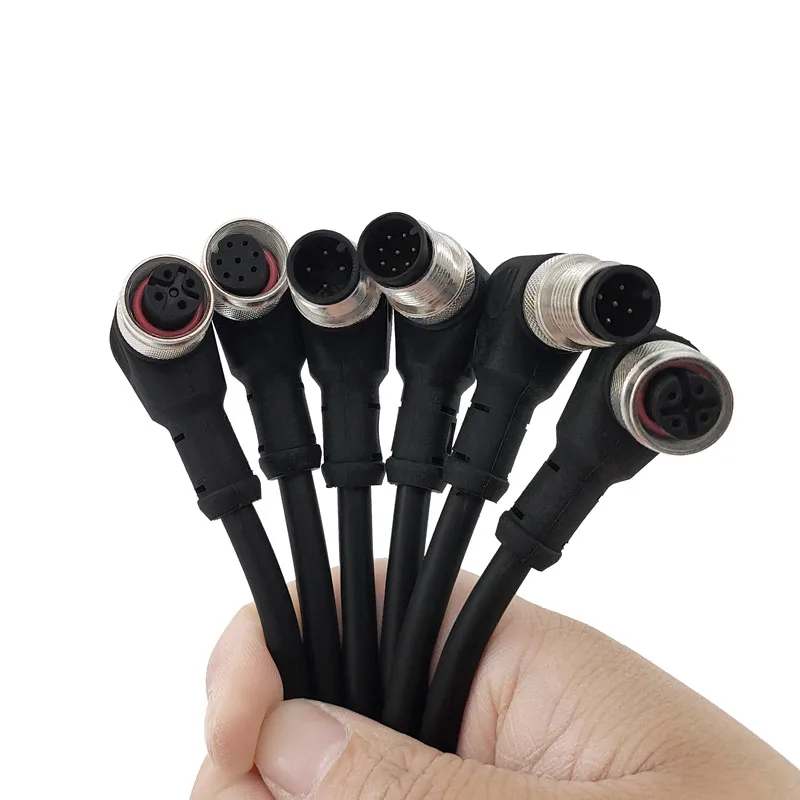 M12 sensor connector cable single head waterproof plug Male&Female 4Pin 5Pin 8Pin +2m PVC line  A Type Aviation Connectors