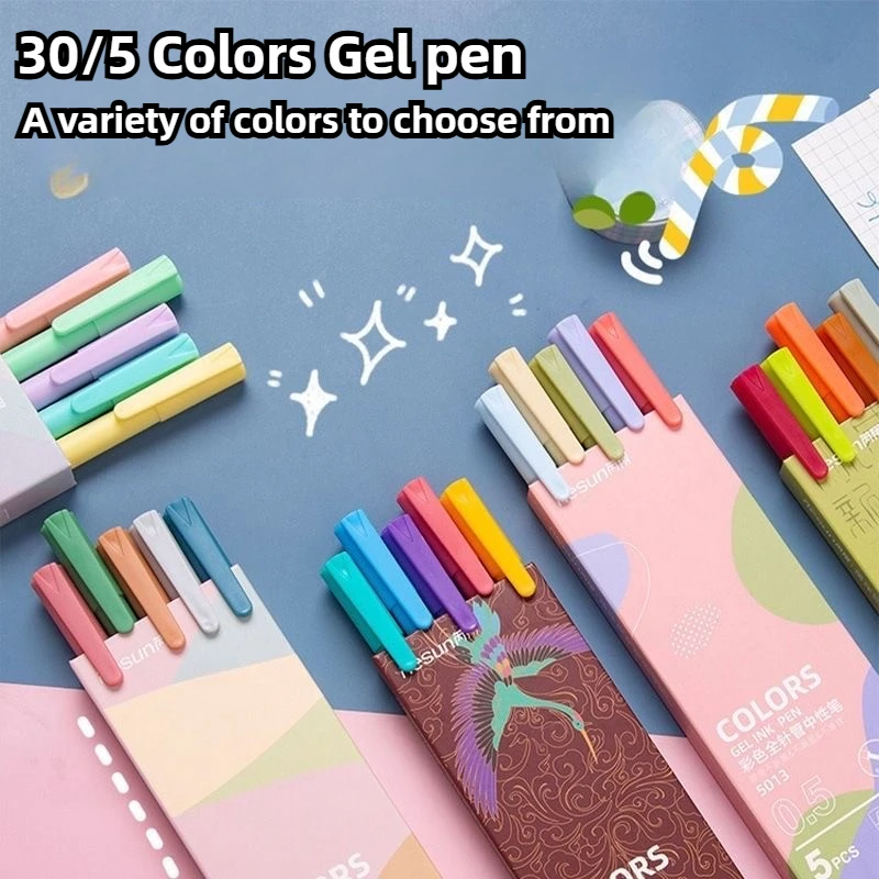 

30/5 Colors Morandi Gel Pen 0.5mm RefillDurable Signing Smooth Ink Writing Pen Color Macarons Pens Stationery School Supplies