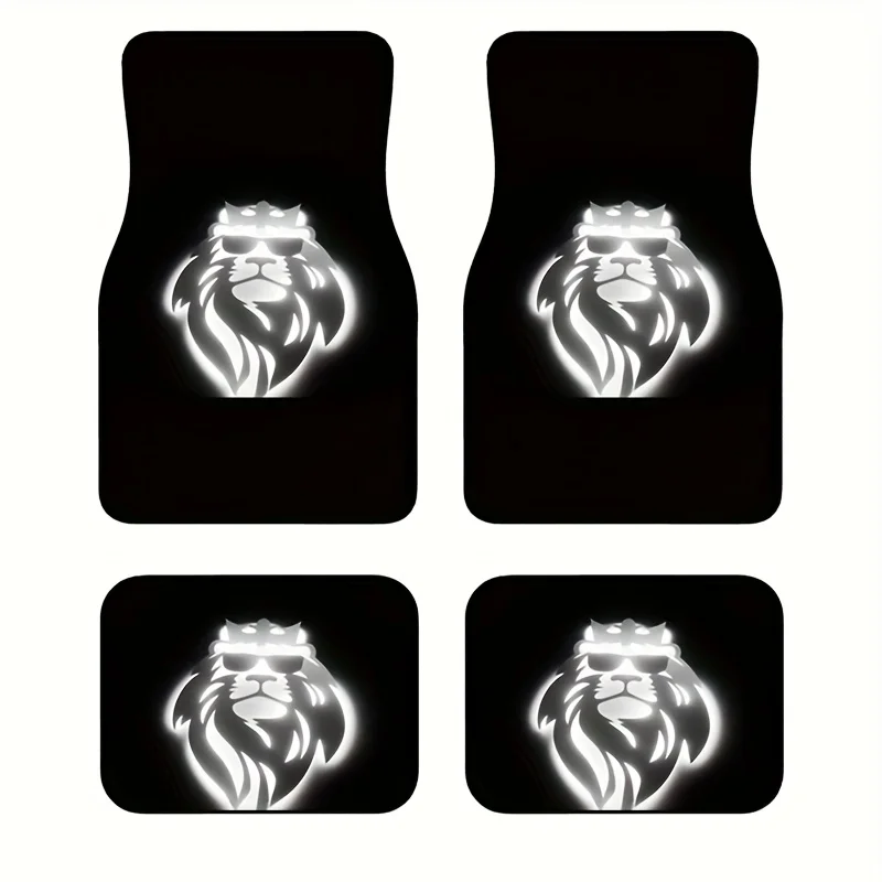 4 Uds. Alfombrillas para coche León blanco que brillan en la oscuridad, logotipo del Rey León genial, protección Interior y fácil limpieza, ajuste Universal para coches, Tru