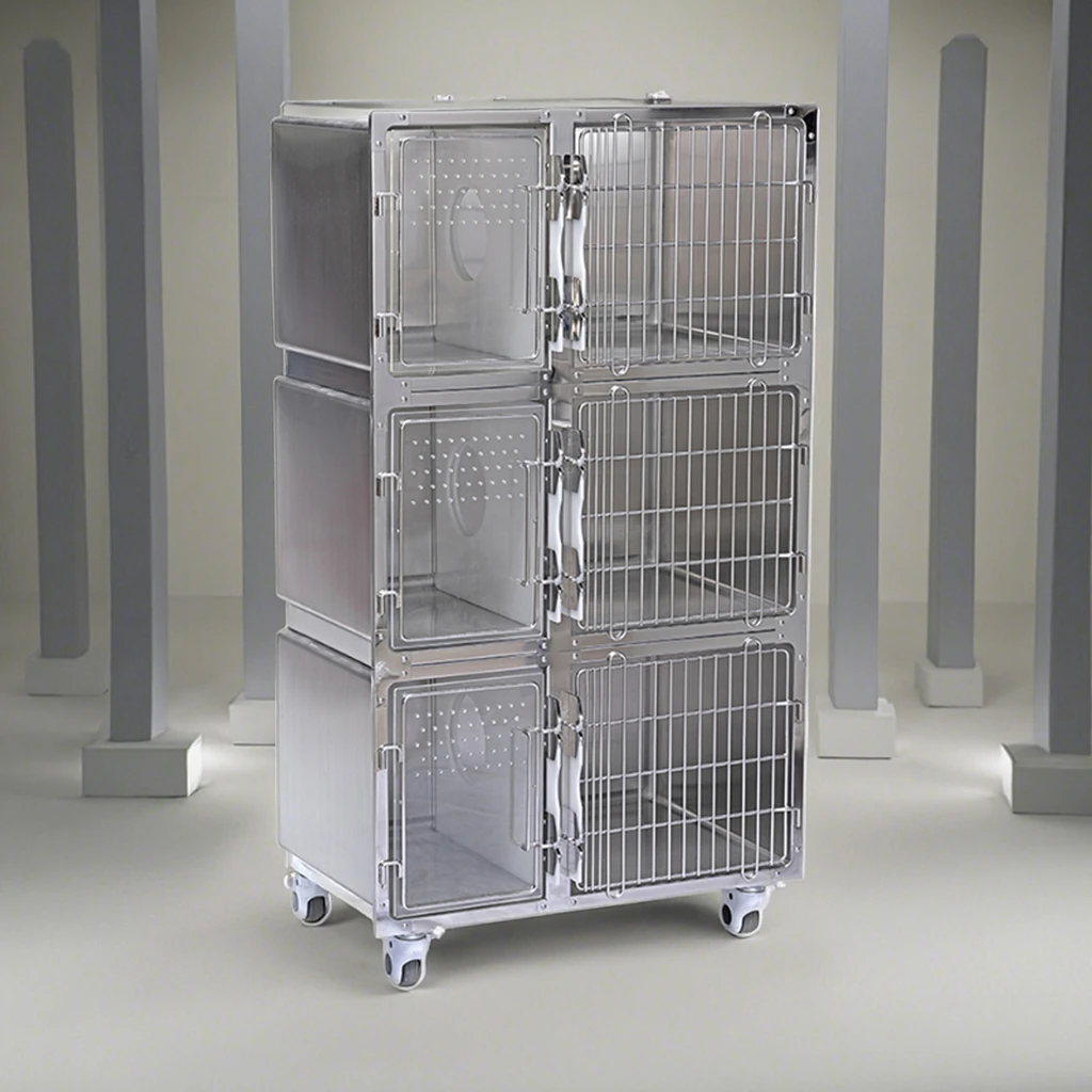 Veterinary Dog & Cat Breeding Cage Stainless Steel Modular Luxury Classic Cage with Snap Button Closure