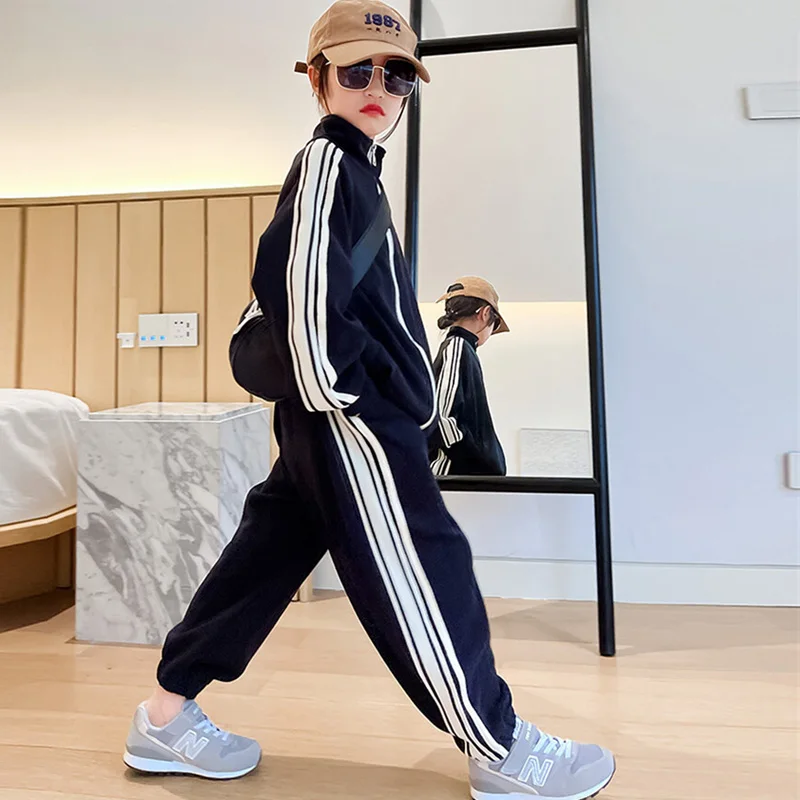ZOETOPKID Girls Casual Sets Spring Autumn Kids Fashion Jackets+Sports Pants 2Pcs Outfits Children's Sweatshirts Trends Clothing