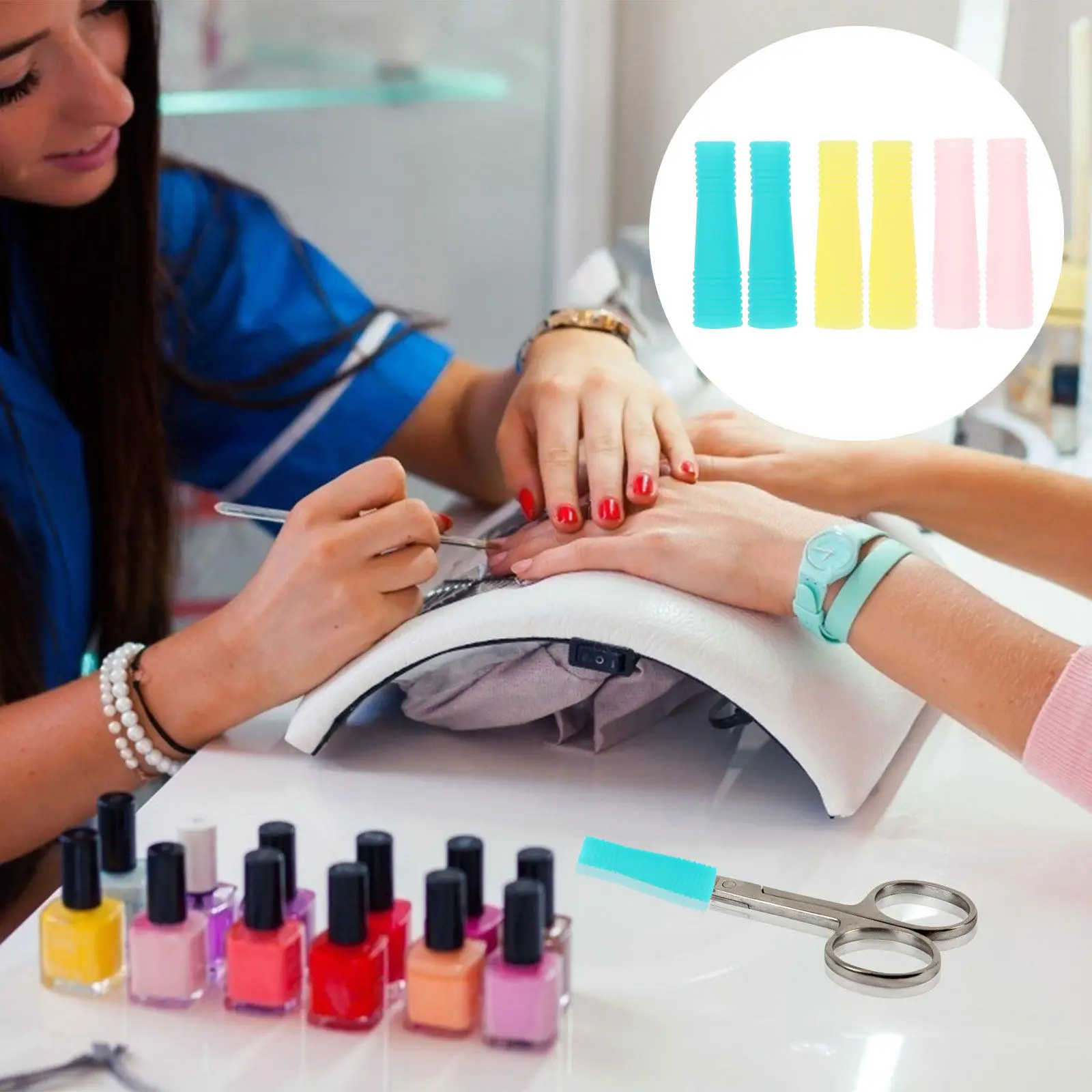 

12Pcs Silicone Cuticle Trimmer Handle Covers Non-Slip Manicure Scissors Sleeves Protective Nail Art Tool Handle Caps