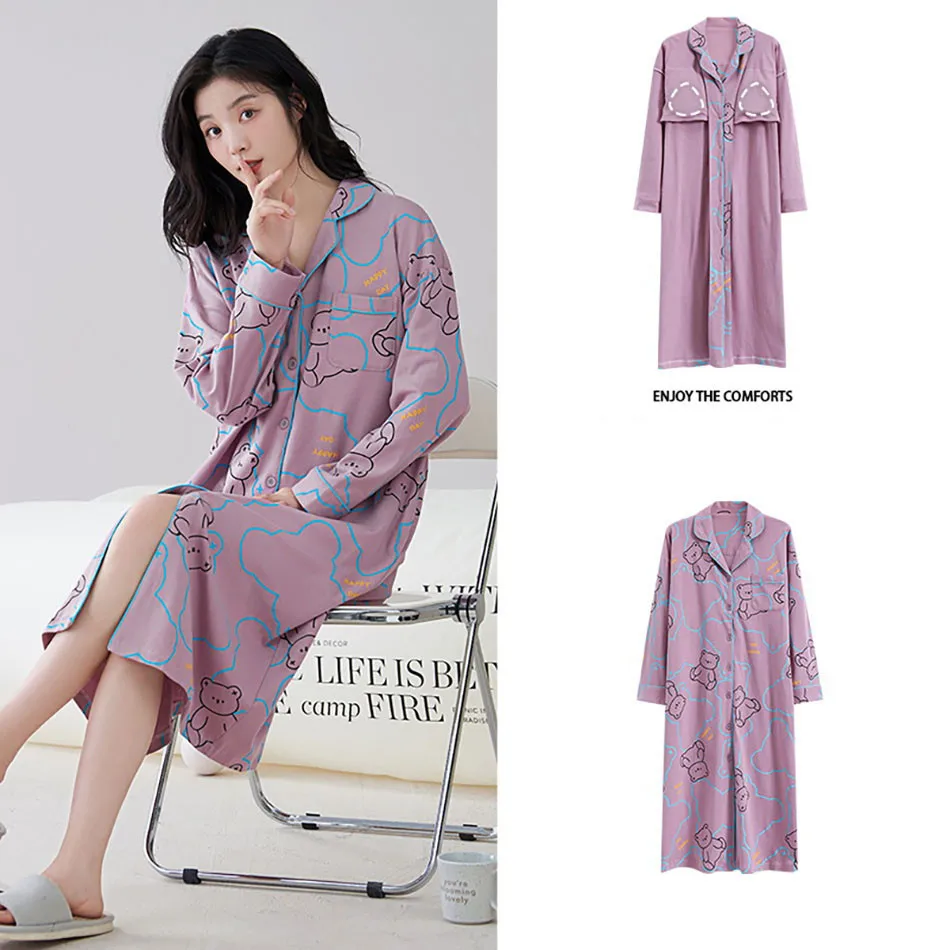 Maternity Clothings Pregnant Women Wearing Padded Pajamas Cotton Loose And Comfortable Casual Long Sleeved Maternity Pajamas