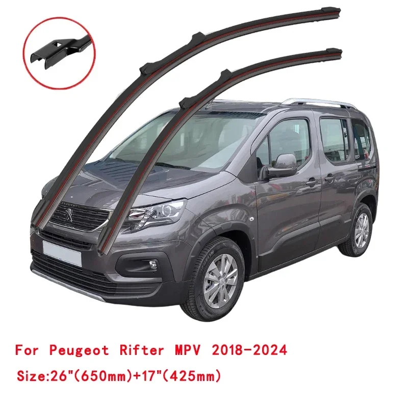 For Peugeot Rifter MPV 2018-2024 Car Windshield Wiper Blade Front Windscreen Brushes Washer Accessories Window Replacement Parts