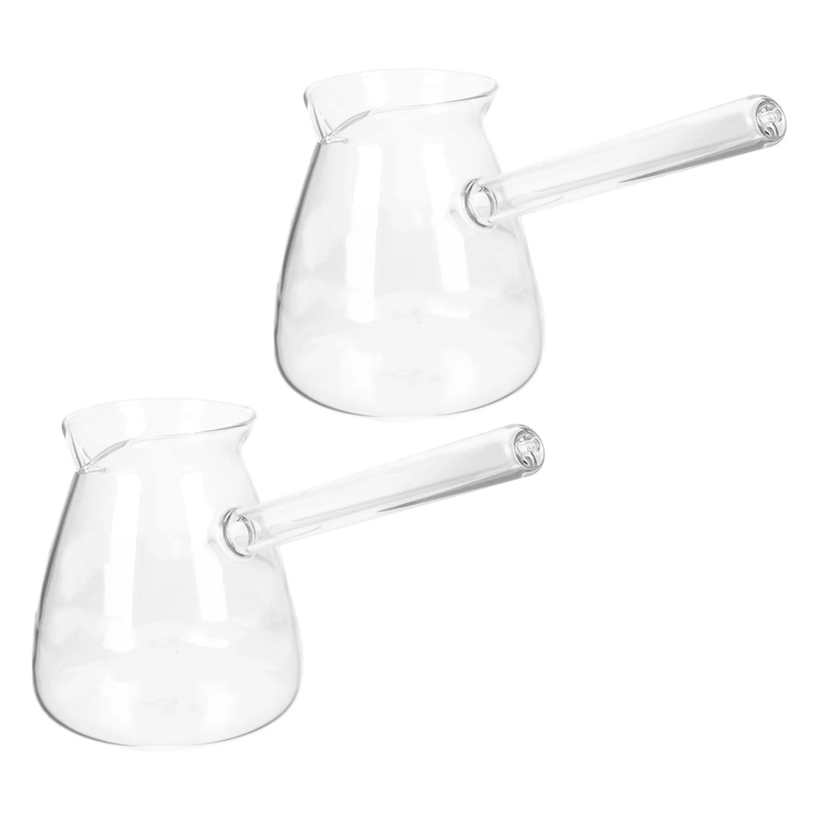 

2Pcs Coffee Glass Pot Side Handle Teapots Heat Resistant Hot Cold Drinks Clear Glass Tea Kettle Stovetop Use Handheld