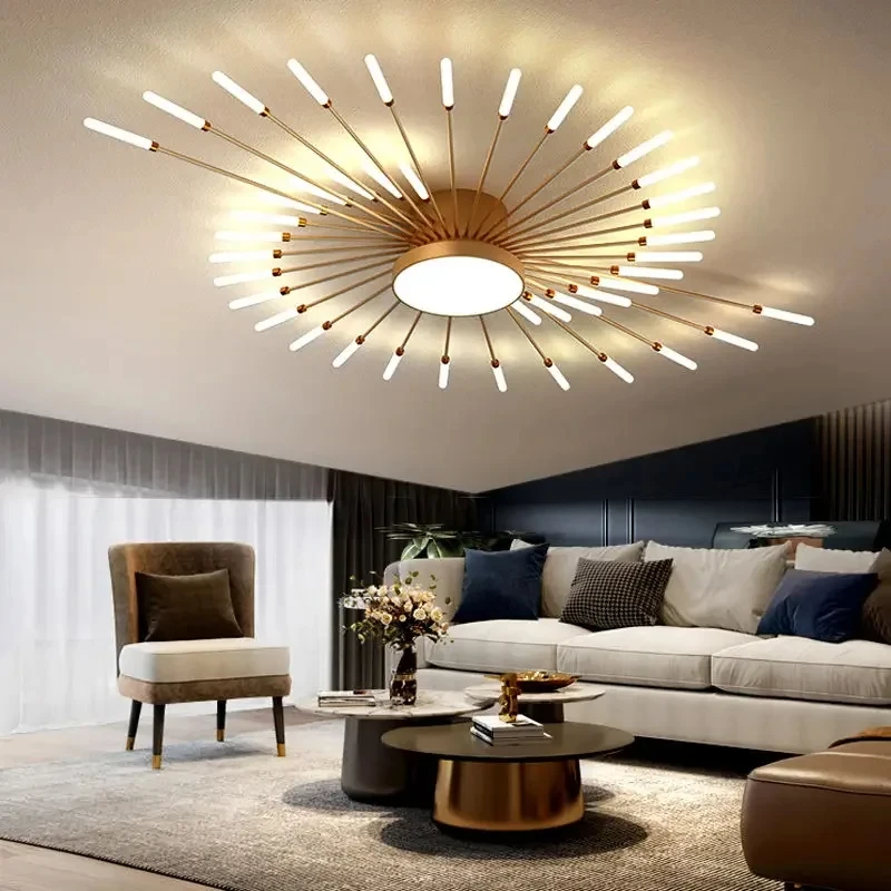 

Modern Designer Led Ceiling Lamp Living Room Dining Lamp Hanging Home Interior Bedroom Lustre Creative Fireworks Art Lighting