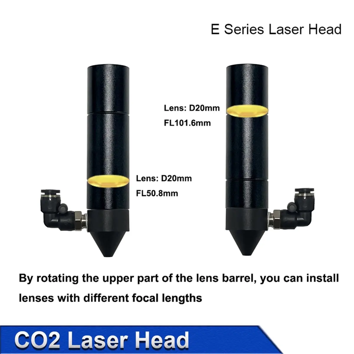 CO2 Laser Head E Series FL50.8&63.5&101.6mm D20mm Lens Adapter for Engraving Machines