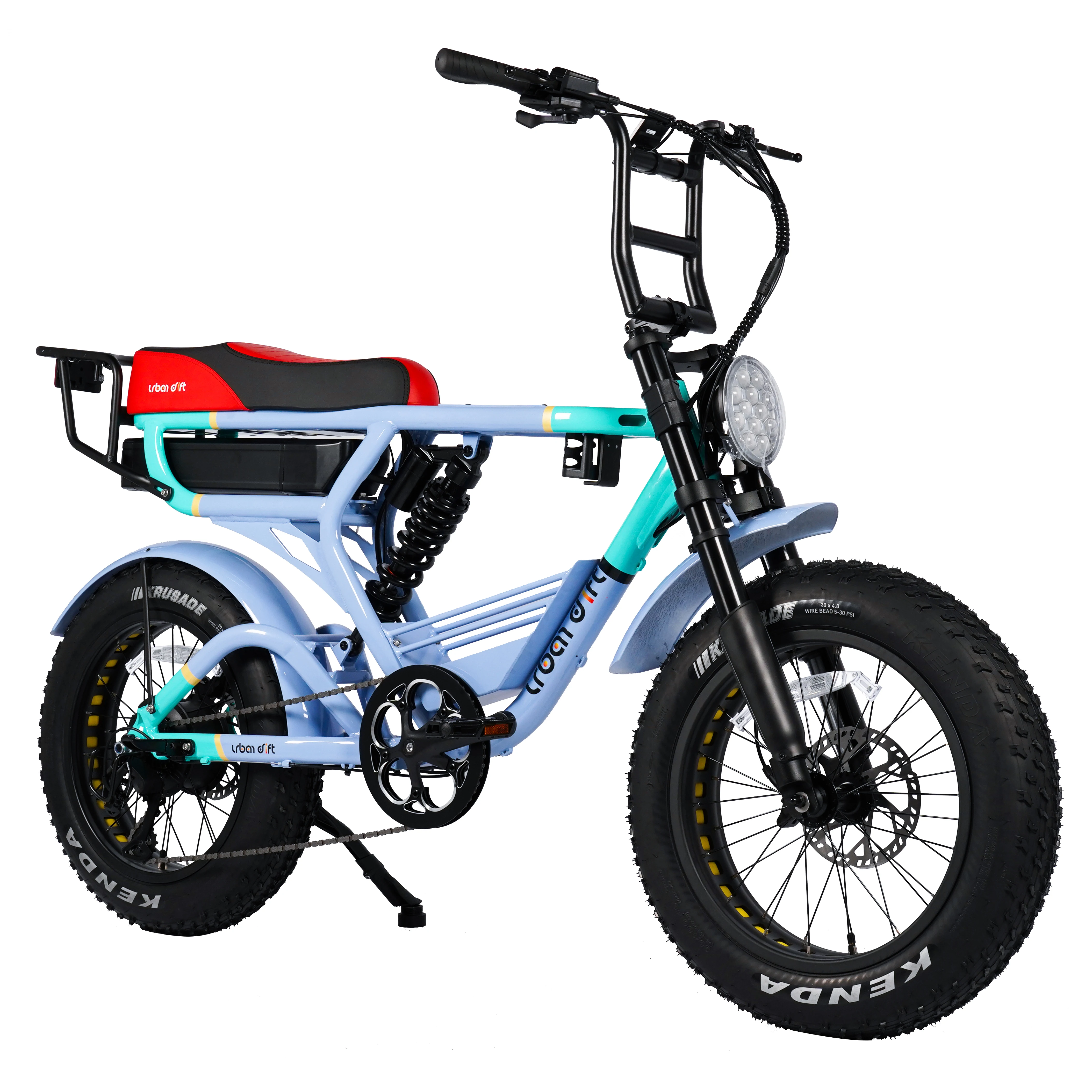 

20-дюймовый электрический велосипед с толстыми шинами, водонепроницаемость 1000 Вт — полная подвеска и рама из алюминиевого сплава (поддержка OEM)